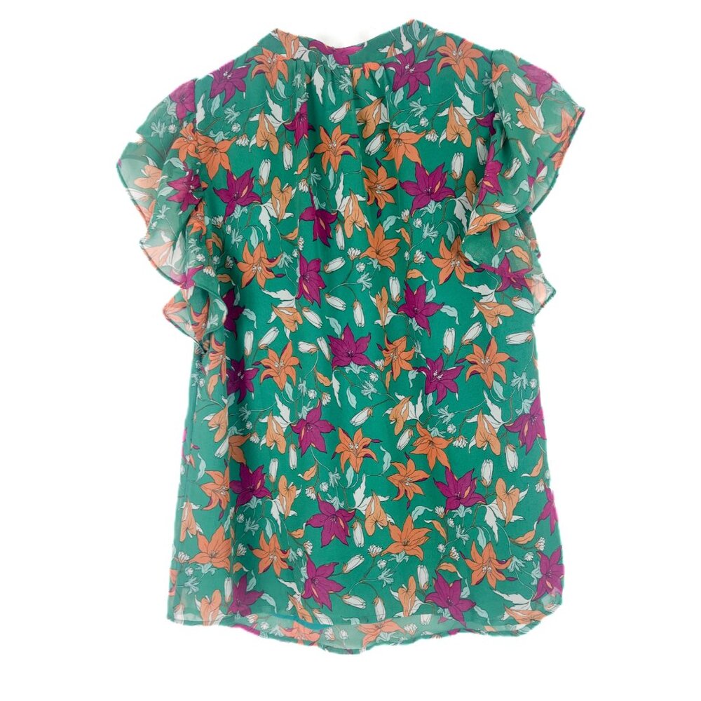NWOT Stitch Fix Beacon Apparel Floral Ruffle Sleeve Top Size Small S NEW - Picture 8 of 10